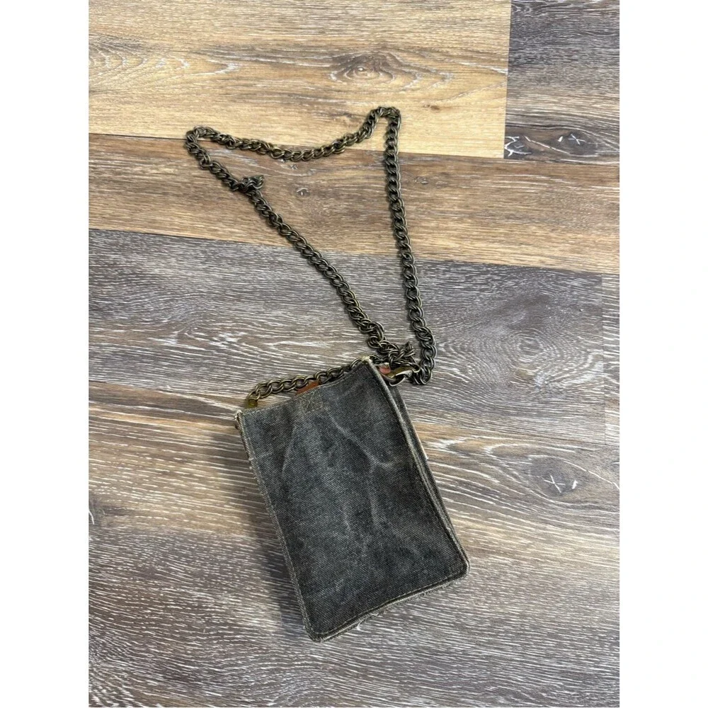 Mona B Upcycled Canvas Crossbody Phone Bag Floral Distressed Boho Small Purse